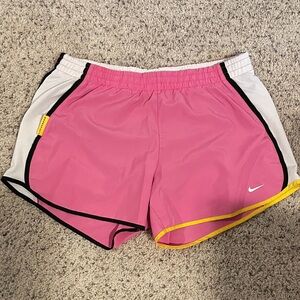 3/$15 or 5/$20 Nike Pink Athletic Running Shorts with White & Yellow Trim